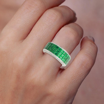 8.5ctw Princess Cut Three Row Wedding Band