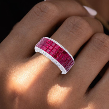 8.5ctw Princess Cut Three Row Wedding Band