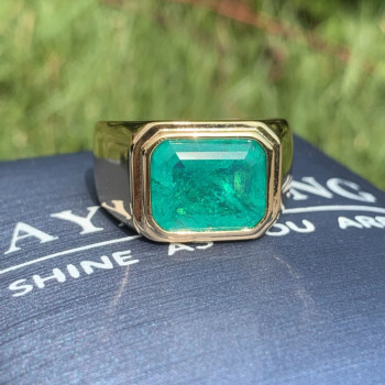 5.2ct Emerald Cut Emerald Engagement Ring