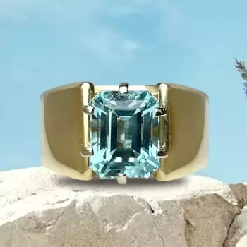 2.5ct Simple Classic Emerald Cut Aquamarine Engagement Ring
