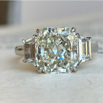 9ct Octagon-shaped White Sapphire Three Stone Engagement Ring