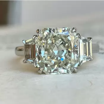 9ct Octagon-shaped White Sapphire Three Stone Engagement Ring