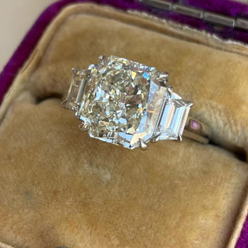 9ct Octagon-shaped White Sapphire Three Stone Engagement Ring