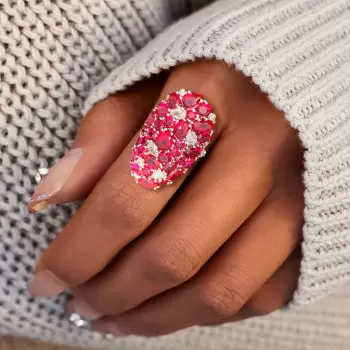 9.8ctw Ruby and White Sapphire Cluster Cocktail Ring