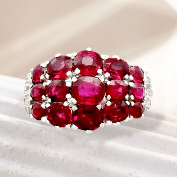 4CTW Oval and Round Cut Ruby Coctail Ring