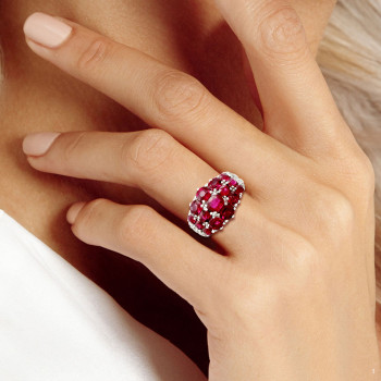 4CTW Oval and Round Cut Ruby Coctail Ring