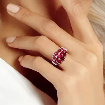 4CTW Oval and Round Cut Ruby Coctail Ring