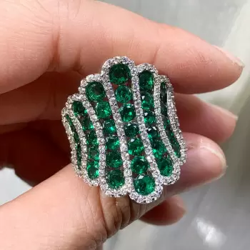 16ctw Round Cut Ruby Bold Wave Cocktail Ring