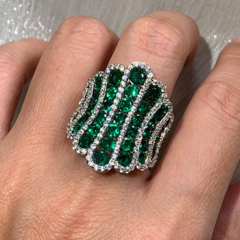 16ctw Round Cut Ruby Bold Wave Cocktail Ring