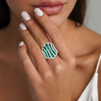 16ctw Round Cut Ruby Bold Wave Cocktail Ring