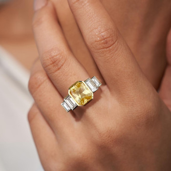 6.7ct Radiant Cut Yellow Sapphire Engagement Ring