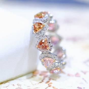 8ctw Pink and Champagne Sapphire Eternity Ring