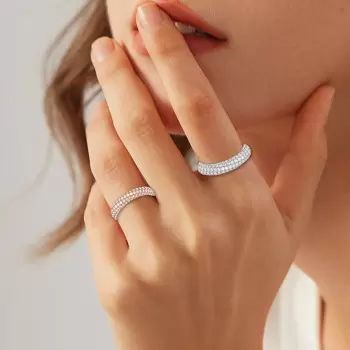 Paved White Sapphire Twist Wedding Band
