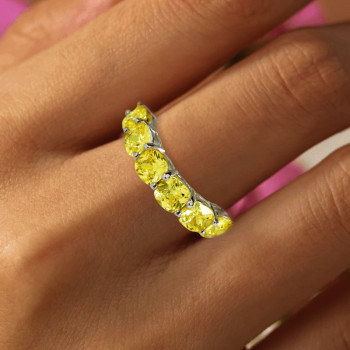 5MM Cushion Cut Yellow Sapphire Eternity Ring
