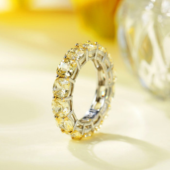 5MM Cushion Cut Yellow Sapphire Eternity Ring