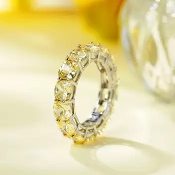 5MM Cushion Cut Yellow Sapphire Eternity Ring
