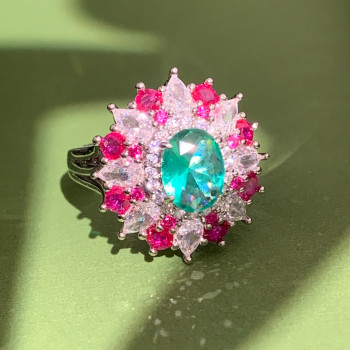 2ct Paraiba Tourmaline Vintage Halo Cocktail Ring