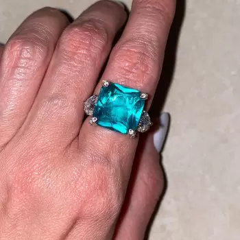 13ct Princess Cut Paraiba Bold Paved Ring