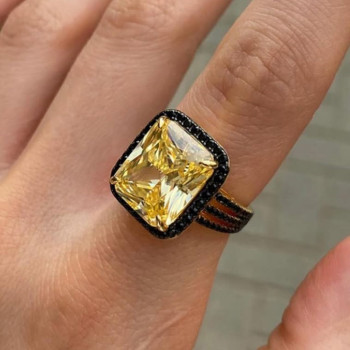 12ct Radiant Cut Yellow Sapphire Cocktail Ring