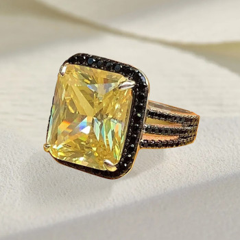 12ct Radiant Cut Yellow Sapphire Cocktail Ring