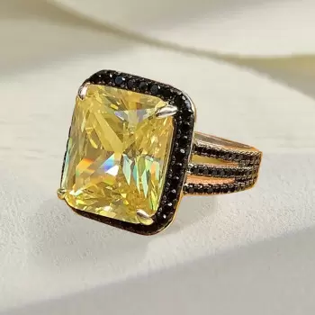12ct Radiant Cut Yellow Sapphire Cocktail Ring