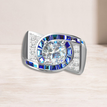 2ct Round Cut Art-Deco Engagement Ring