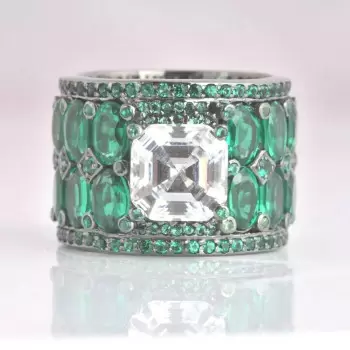 3ct Asscher Cut White Sapphire Cocktail Ring