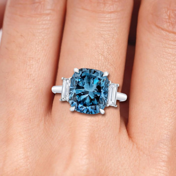 11ct Cushion Cut London Blue Sapphire Engagement Ring