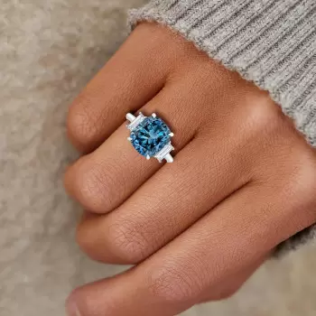11ct Cushion Cut London Blue Sapphire Engagement Ring
