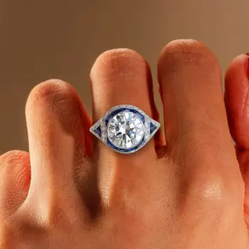 Art-Deco 3.8ct Round Cut Engagement Ring
