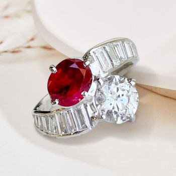 2.5ctw Two Stone Crossover Bypass Engagement Ring