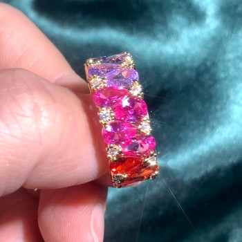 12ctw Pear Cut Multicolor Sapphire Rainbow Eternity Ring