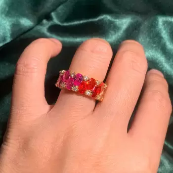 12ctw Pear Cut Multicolor Sapphire Rainbow Eternity Ring