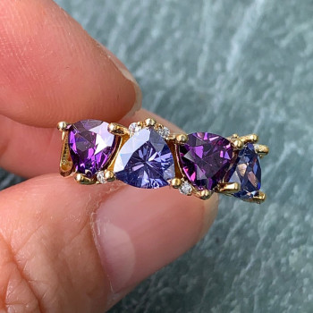 3.8ctw Tanzanite Blue Sapphire and Amethyst Wedding Band