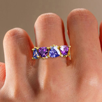 3.8ctw Tanzanite Blue Sapphire and Amethyst Wedding Band