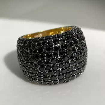 Black Sapphire Paved Bold Unisex Ring