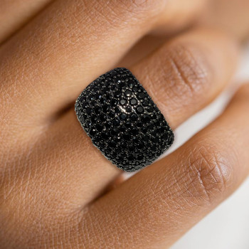 Black Sapphire Paved Bold Unisex Ring