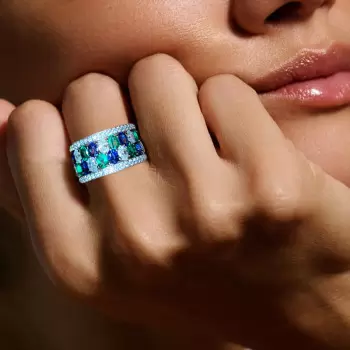 8ctw Blue Sapphire and Emerald Eternity Ring