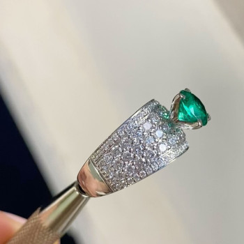 2ct Round Cut Emerald Paved Engagement Ring