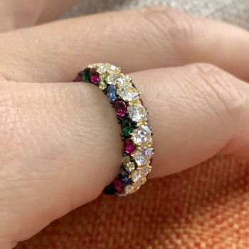 6ctw Three-Sided Rainbow Sapphire Eternity Ring