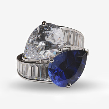 7ctw Pear Cut Two Stone Bypass Cocktail Ring