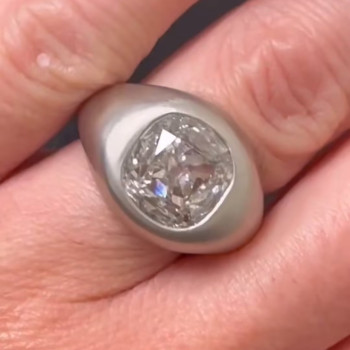 9.5ct Cushion Cut White Sapphire Matt Engagement Ring