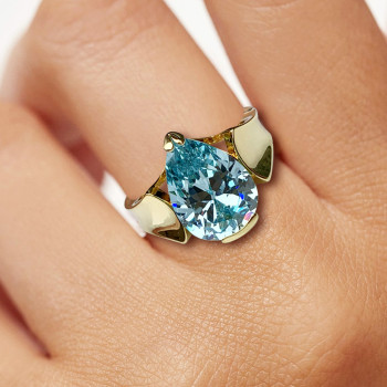5.4ct Pear Cut Aquamarine Engagement Ring