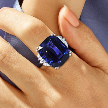 12ct Cushion Cut Sapphire Engagement Ring