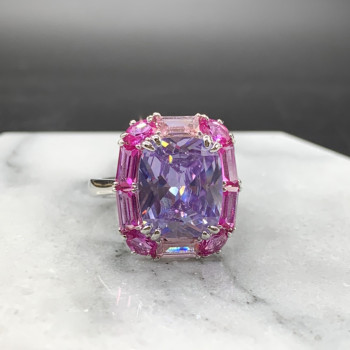 6.8ct Halo Cushion Cut Lavender Sapphire Cocktail Ring
