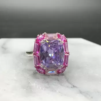 6.8ct Halo Cushion Cut Lavender Sapphire Cocktail Ring