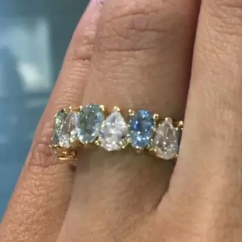 12ctw Aquamarine and White Sapphire Wedding Band