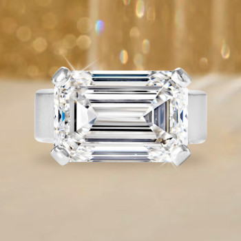 8.4ct East-West Emerald Cut Sandblasted Classic Engagement Ring