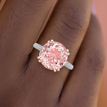 6.8ct Round Cut Morganite Pink Sapphire Engagement Ring