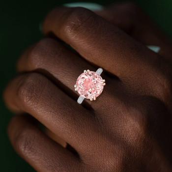 6.8ct Round Cut Morganite Pink Sapphire Engagement Ring